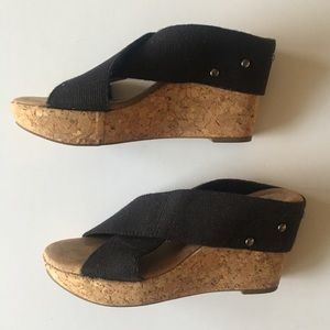 Merona cork wedges, black, size 7
